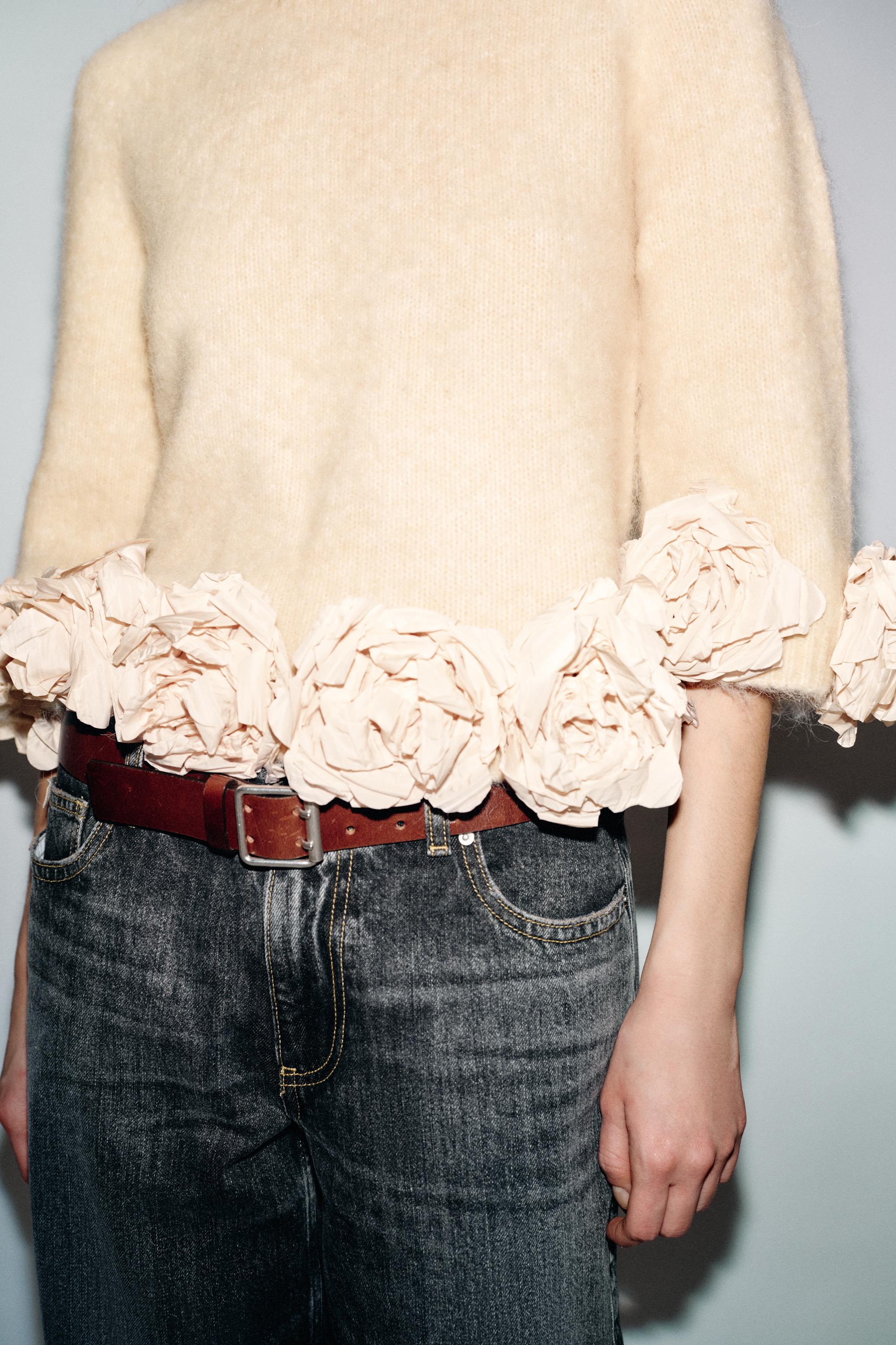 FLORAL TEXTURED COMBO KNIT JUMPER